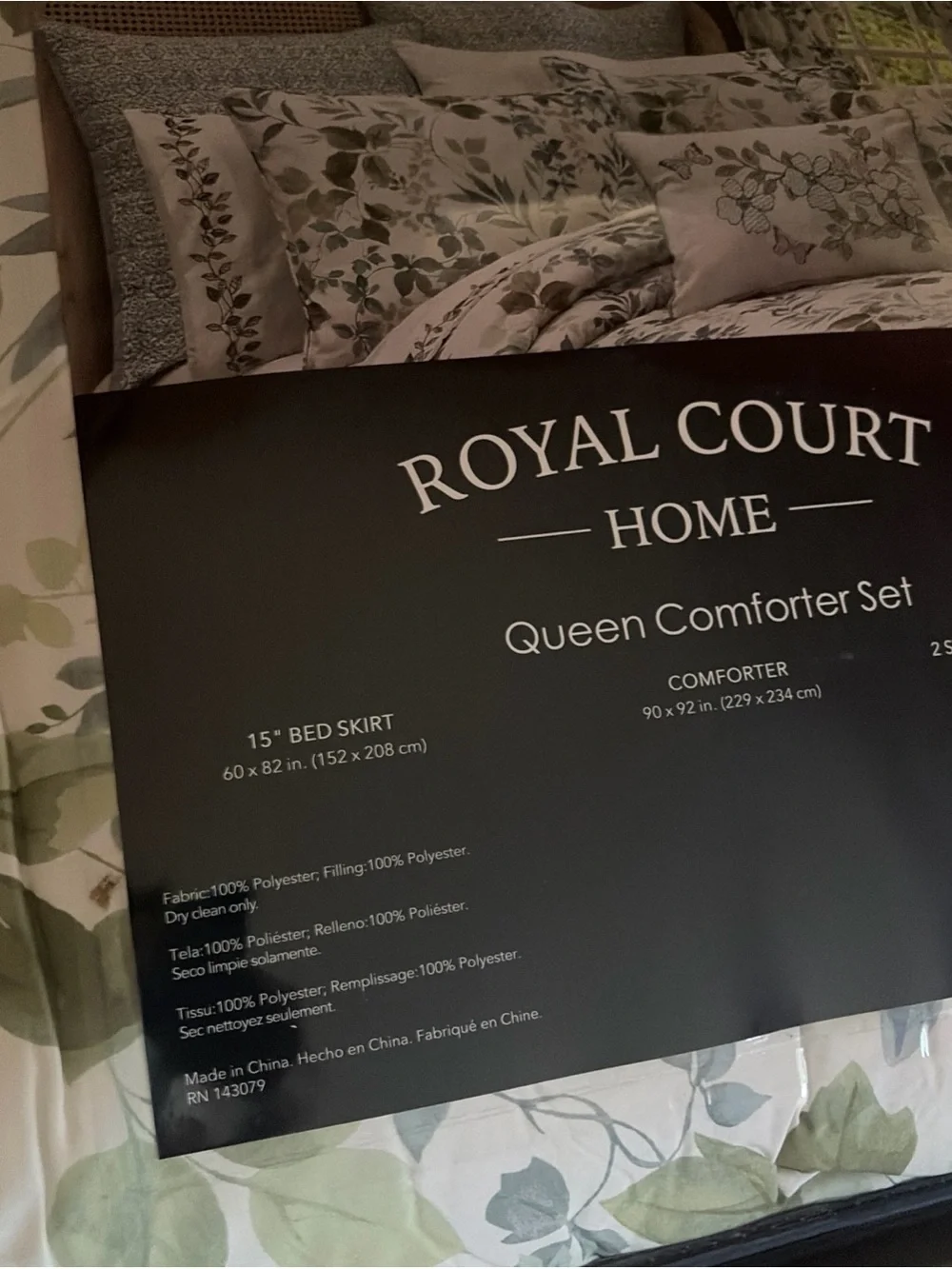 Royal Court Evergreen Blue QUEEN Comforter Set 4 Piece  NWT